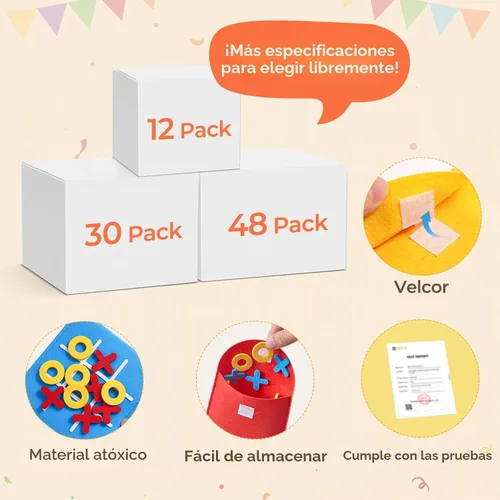 Vista 7 de JoyCat Tic Tac Toe Mini Juego de Mesa Juguete para Niños y Familia, Recuerdos de Fiesta de Cumpleaños, Bolsa de Golosinas, Divertida Actividad