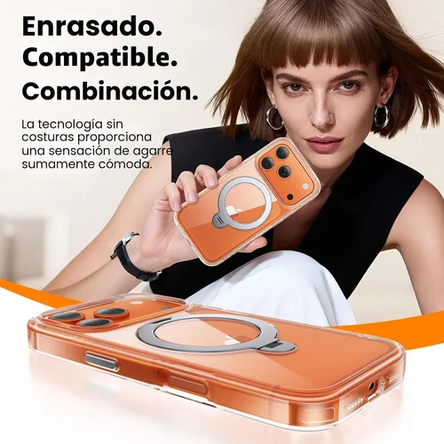 Vista 7 de Funda con soporte de anillo de 360° para iPhone 17 Pro Max con 1 protector de pantalla + 1 funda para cámara, compatible con MagSafe, funda trasera