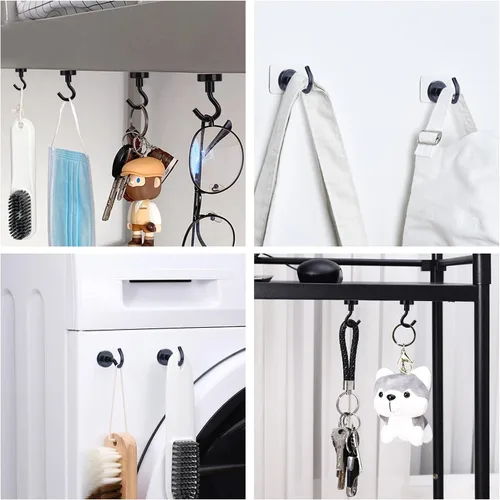 Vista 6 de E BAVITE Ganchos magnéticos negros, gancho magnético de neodimio fuerte de 30 libras para crucero, parrilla, toalla, colgar en interiores, cocina