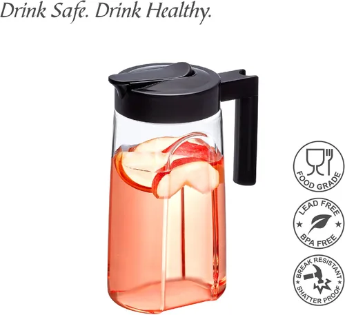Vista 3 de Amazing Abby - Slim Mini - Jarra Tritan (48 oz), jarra de agua de plástico irrompible con tapa, sin BPA, resistente al calor, apta