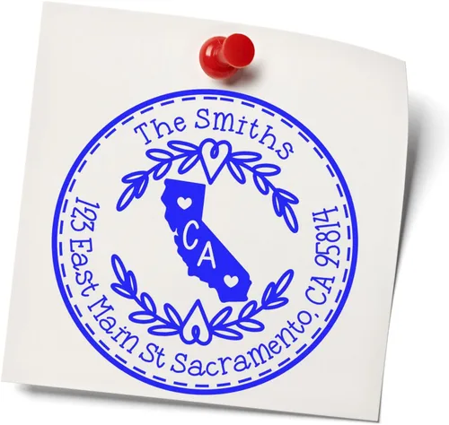 Vista 199 de Alabama State Wreath - Sello de sello de dirección personalizado para invitaciones de fiesta, tarjetas de vacaciones y decoración del hogar Sello