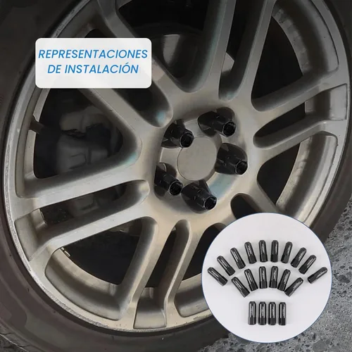 Vista 4 de JDMSPEED - Repuesto de tuercas de llanta alargadas de aluminio de 2.23 pulgadas para llantas M12 x 1.5, 20 unidades, color negro