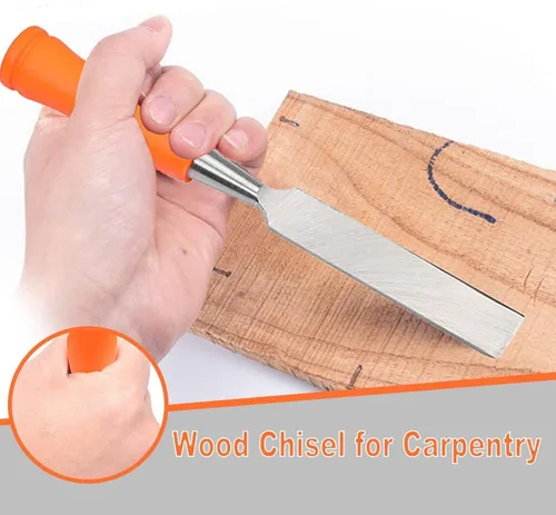 Vista 5 de Utoolmart Cincel de madera para carpintería de 0.394 in de ancho cabeza plana de talla de acero de alto carbono y mango de PVC para carpintería