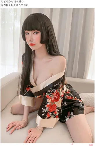 Vista 4 de Bata tradicional japonesa estilo kimono para mujer, disfraz de Yukata, pijama sexy para cosplay