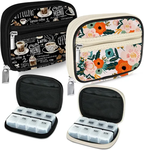 Vista 24 de Serfeymi Pastillero semanal para viaje, pastillero para bolso con pastillero extraíble de 7 días, organizador de medicamentos de viaje, contenedor