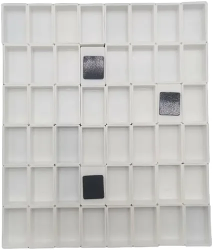 Vista 8 de Sartenes de acuarela con rayas magnéticas, 100 bandejas vacías de plástico blanco completo para pintura al óleo de acuarela o caja de lata de viaje