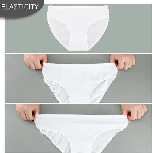 Vista 3 de Coume Ropa interior desechable de 12 piezas ropa interior de bikini blanca ropa interior de viaje para mujer ropa interior desechable transpirable
