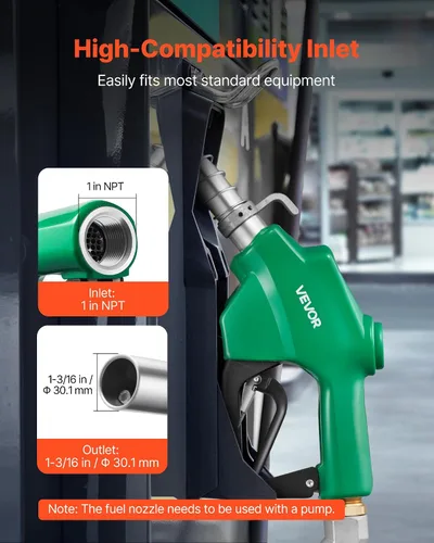 Vista 2 de VEVOR - Boquilla de combustible automática de 1 pulgada NPT, tasa de flujo máxima de 21.6 GPM, boquilla de bomba de gasolina diesel con apagado