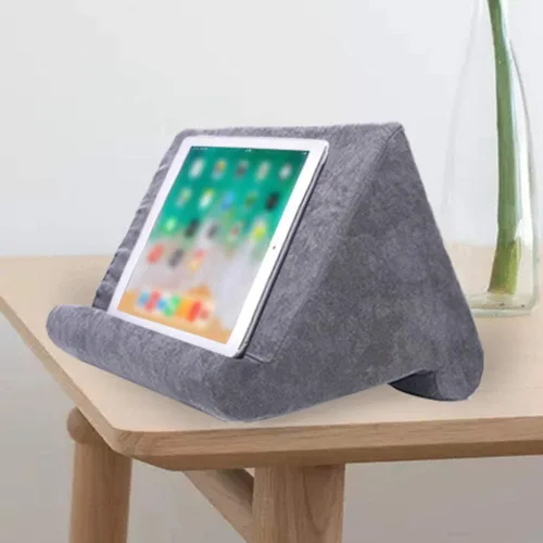 Vista 2 de Soporte de almohada suave para tableta con bolsillos de almacenamiento de malla, multiángulo, soporte de almohada suave para tabletas, lectores