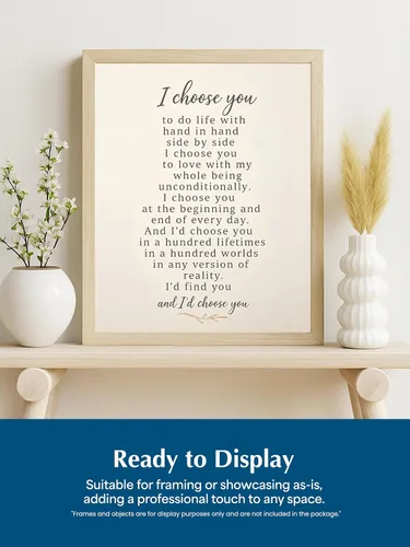 Vista 8 de AMERICAN LUXURY GIFTS I Choose You Arte de Pared 8x10 Sin Marco Impreso Poético Romántico para Regalo de Aniversario, Boda o Día de San Valentín