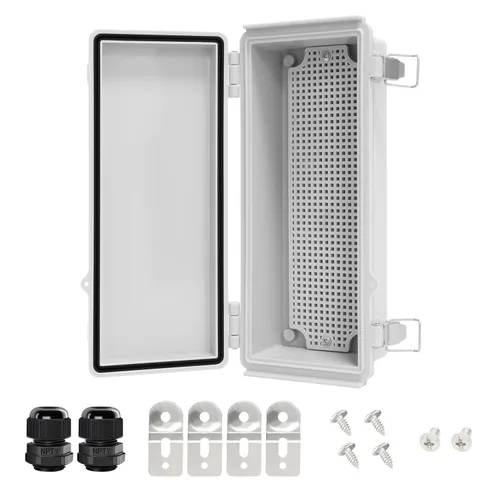 Vista 38 de LeMotech Caja Eléctrica, IP67 Impermeable con Bisagras Cubierta Transparente Pestillo de Acero Inoxidable Caja de Conexiones, Carcasa Eléctrica