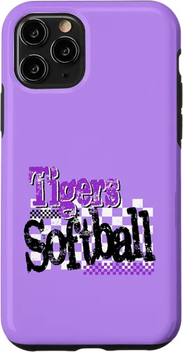 Vista 29 de Tigers Softball Mom Purple Tiger Pride Game Day School Case for iPhone 17
