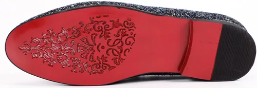 Vista 3 de Haza Pairs Pantuflas brillantes para hombre, con lentejuelas metálicas, con textura, esmoquin con purpurina, mocasines de graduación, zapatos