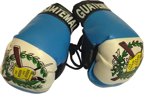 Vista 3 de Guantes de boxeo pequeños, diseño de bandera de las Américas, para colgar en el espejo del auto País: El Salvador