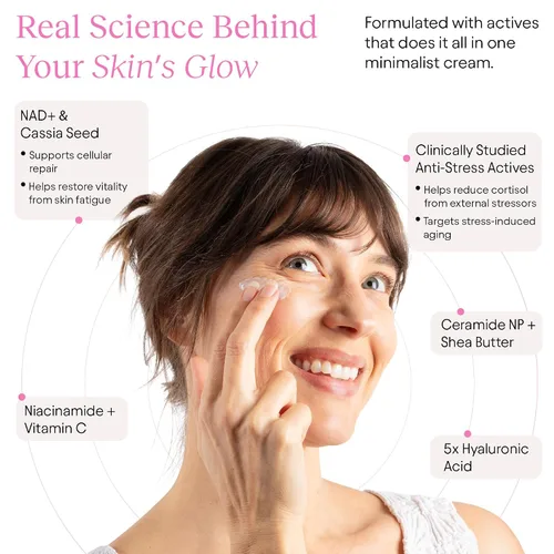 Vista 4 de JiYu NAD+ Hidratante Facial – Crema Coreana Antienvejecimiento para Piel Radiante, Firme y Suave – Crema Hidratante y Brillante Diaria para Mujeres