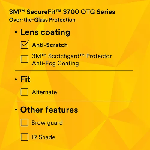 Vista 12 de 3M Gafas de seguridad, serie SecureFit 3700, paquete de 1, antiarañazos, se adaptan sobre lentes, lentes grises para interiores y exteriores