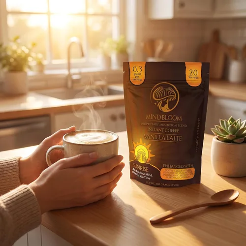 Vista 5 de Café instantáneo Sunrise Vanilla Latte - Mezcla patentada de hongos