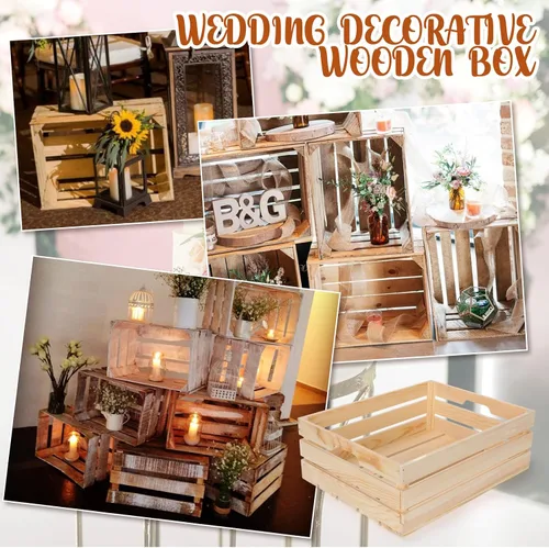 Vista 5 de Soaoo 5 cajas decorativas de madera para anidar para exhibición de almacenamiento, 5 tamaños, cajas de almacenamiento decorativas de madera rústica