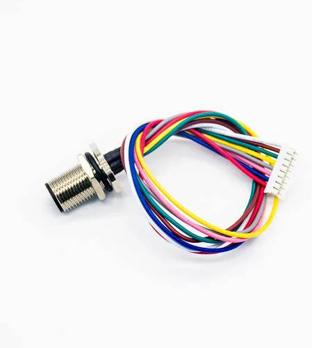 Vista 2 de Elecbee Código masculino del conector A del soporte del panel de M12 8Pin con los alambres terminales los 30CM AWG24 para la señal y el escudo