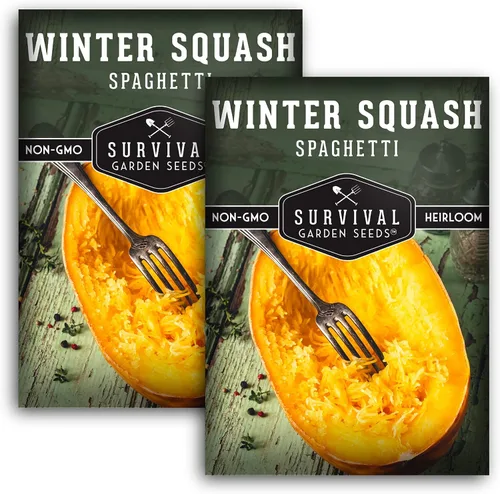 Vista 10 de Survival Garden Seeds - Semillas de calabaza espagueti para plantar - Paquete con instrucciones para plantar y cultivar calabazas de invierno