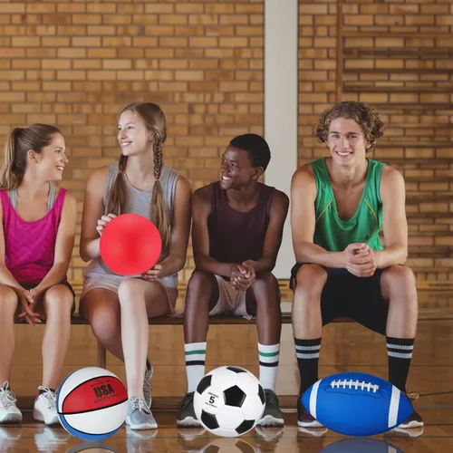 Vista 6 de Deekin Juego de 8 pelotas deportivas de tamaño oficial, incluye baloncesto, fútbol, fútbol, pelota de juegos con bolsas de equipo, bombas