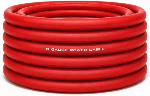 Vista 3 de SoundBox Amplificador rojo calibre 0/cable de tierra 1/0 Ga Amp Cable, 25 pies