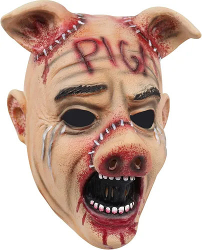 Vista 6 de Máscara de cerdo aterrador, máscara realista de animales de terror para Halloween