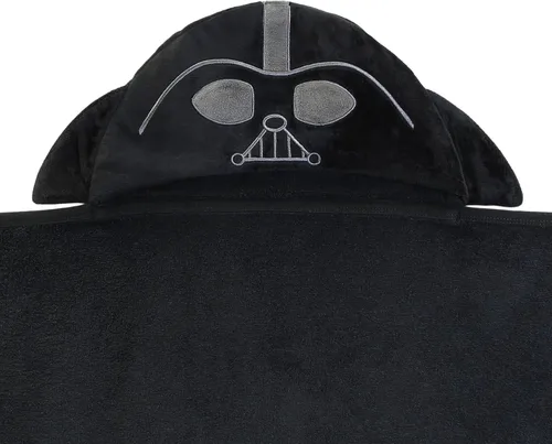 Vista 3 de Lambs & Ivy Star Wars Darth Vader Toalla de baño con capucha de algodón de lujo negro