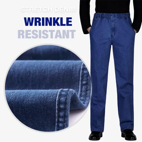 Vista 5 de IDEALSANXUN Pantalones de mezclilla de ajuste holgado con cintura elástica para hombre