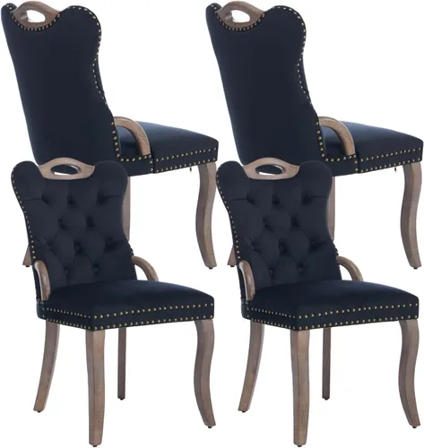 Vista 58 de Juego de 2 sillas de comedor de terciopelo beige, modernas sillas de cocina