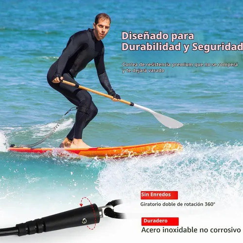 Vista 3 de Abahub Bobina SUP Correa,Correas de tablero de paleta en espiral de 10 pies negro (Black Lite)