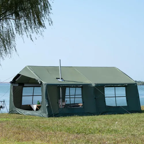 Vista 12 de Inflatable Camping Tent with Hand Pump Waterproof Outdoor Blow up Tent 2-8 Person Oxford 4 Season Glamping Air Tent Cabin House with Mesh Windows &