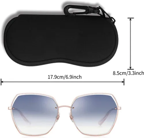 Vista 13 de Hion Sunglasses Case Ultra Light Neoprene Zipper Eyeglass Soft Case with Belt Clip