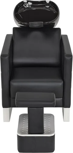 Vista 9 de BarberPub Juego de tazones y sillas de cerámica para champú para peluquería, estación de fregadero ajustable para lavado de cabello, estación
