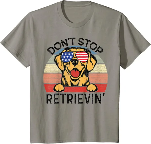 Vista 22 de Golden Retriever Dog Don't Stop Retrievin' Camiseta, Gris