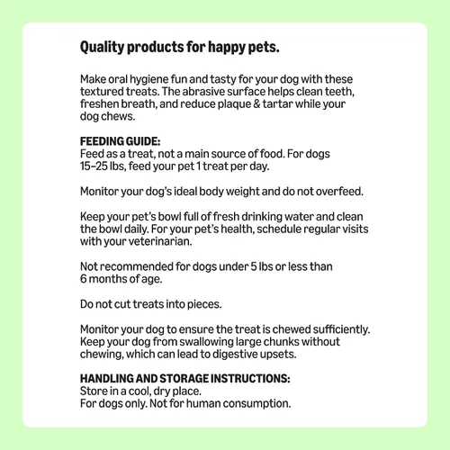 Vista 8 de Marca Amazon – Wag Golosinas Dentales para Perros para ayudar a limpiar los dientes y refrescar el aliento, pequeñas, sin sabor, 2.25 libras, 60