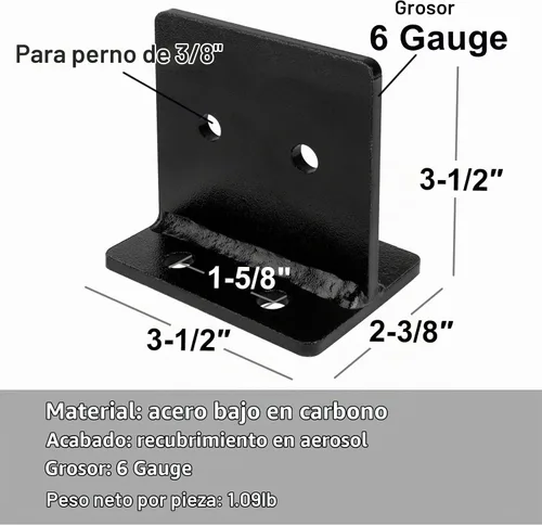 Vista 2 de 4 bases de poste ocultas de 4 x 4, soporte de placa de cuchillo resistente