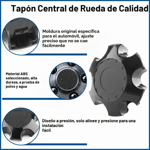 Vista 6 de para Tacoma TRD Tapones centrales para llanta PT280-35170 Compatible con 16'' de 8 radios, 4 piezas, negro