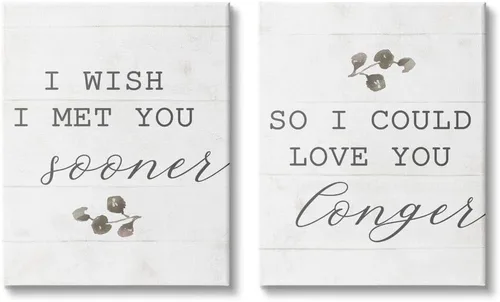 Vista 8 de Stupell Industries Wish I met You Sooner to Love You Longer Romantic Quote, diseñado por Daphne Polselli Wall Art, 2 piezas, 11 x 14 cada uno