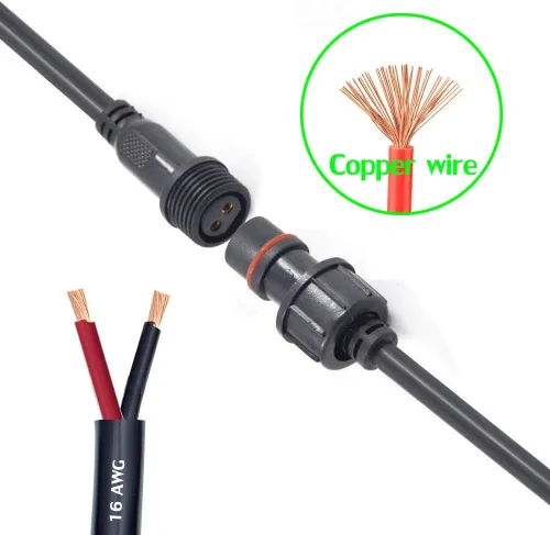 Vista 4 de Conector impermeable de 2 cables, conector LED macho hembra de 16 AWG de 2 pines con cable de extensión IP65, 7.9 in para automóvil, tira de luces