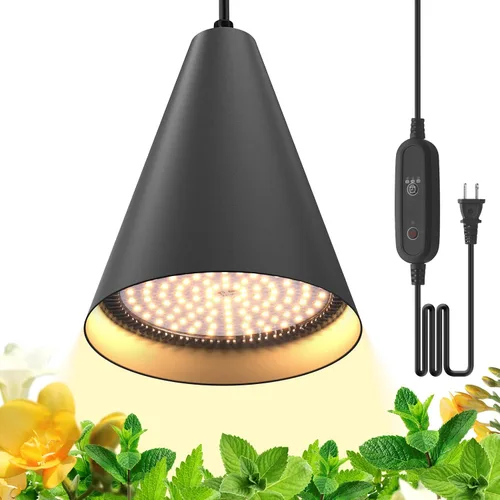 Vista 12 de Bstrip Luces de cultivo de doble cabezal de 50 W para plantas de interior de espectro completo de 3000 K, bombilla LED negra con temporizador
