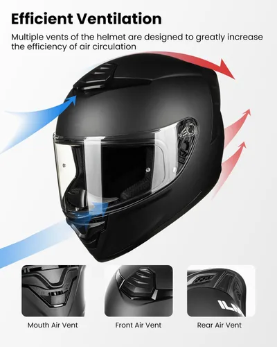 Vista 4 de ILM - Cascos de motocicleta de cara completa para hombres y mujeres, para deportes motorizados, moto, calle, carreras, aprobados por DOT