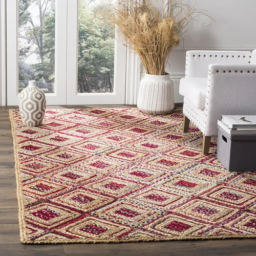 Vista 7 de Safavieh - Colección Cape Cod CAP354A - Tapete tejida a mano en algodón natural y azul, Yute