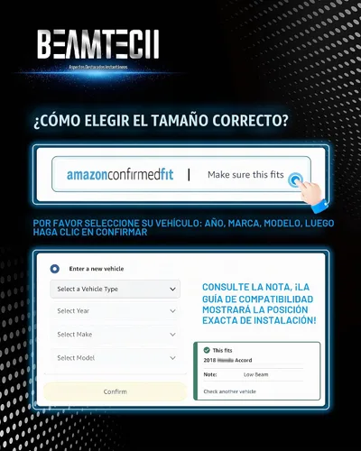 Vista 6 de BEAMTECH - Bombilla H4, sin ventilador en línea 9003, luz antiniebla 6500K, xenón blanco, de 2 unidades Bombilla H4, tamaño 1:1, haz alto/bajo