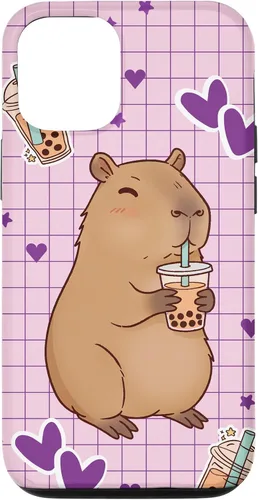 Vista 28 de Funda Kawaii Anime Capybara Beber Boba Bubble Tea Kids Girls para iPhone 17