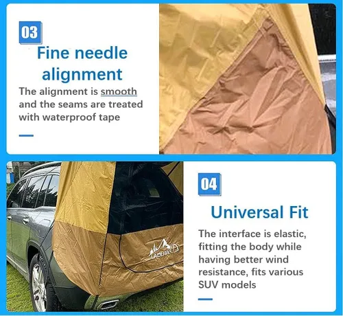 Vista 3 de Tienda de campaña para portón trasero para automóvil, toldo para auto, protección solar, impermeable, a prueba de rayos UV, para SUV, camping Negro