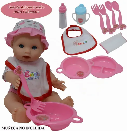 Vista 2 de The New York Doll Collection Juego de accesorios de alimentación y cuidado de muñecas en estuche de transporte con cremallera