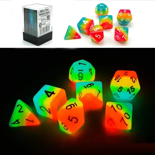 Vista 11 de Bescon Juego de dados de piedra mágica, 7pcs poliédrico RPG dados Set Aura Stone, embalaje de Polybag Piedra del aura en bolsa de plástico