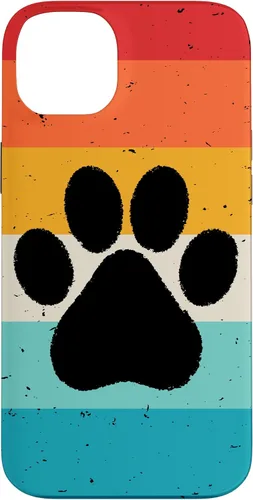 Vista 15 de iPhone 16 Gato Perro Paw Print en estilo retro Vintage Case