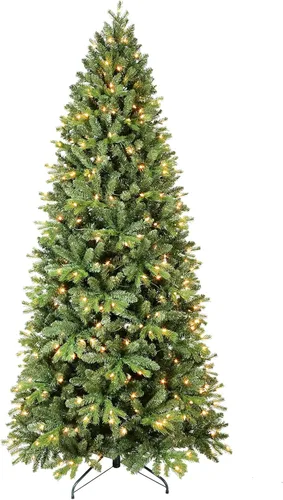 Vista 19 de Árbol de Navidad Artificial Prelit Flocado, Árbol de Navidad Artificial Pequeño con Luces LED, Árbol de Navidad LED Escarchado con Nieve